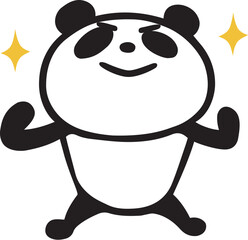 かわいいシンプルパンダ　ガッツポーズ(キラキラ付)