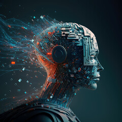 Illustration of Artificial Intelligence of a futuristic cyborg