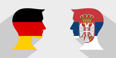 face to face concept. germany vs serbia. vector illustration