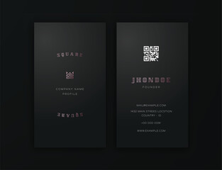 Elegant Dark Rose Gold Vertical Business Card Template