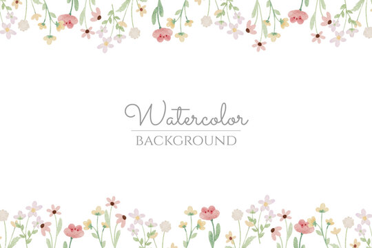 watercolor tiny wild flower botanical banner background