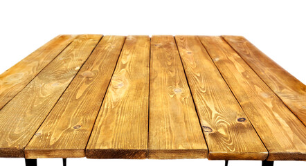 Old  wooden table on transparent background