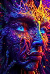 The Colors of a Hallucinatory Head's Refraction in Vibrant Detail.. Generative ai