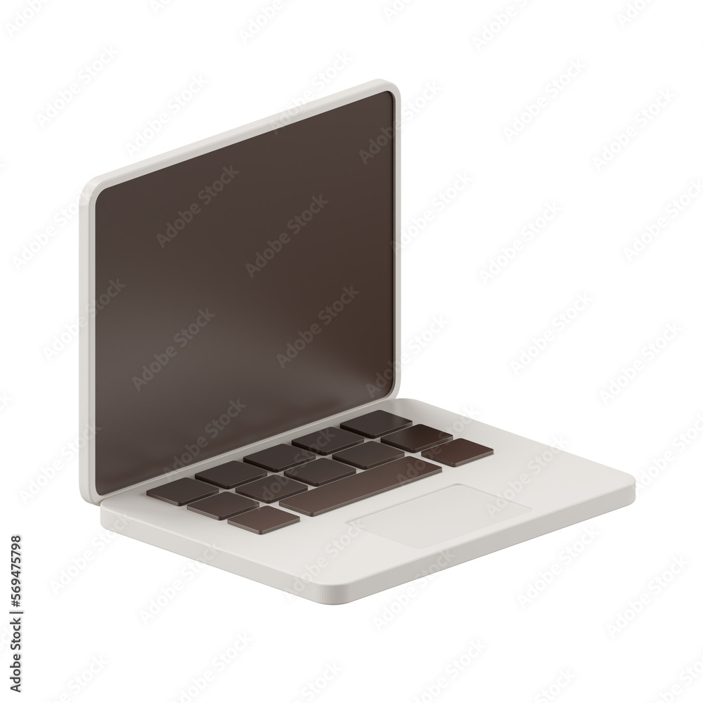 Aufkleber 3d render of laptop in the minimal style.
