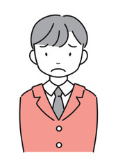 怒る・困る・ナーバスな男子生徒　上半身