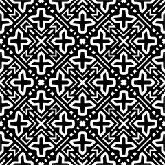 Vector geometric ornament in ethnic style. Seamless pattern with  abstract shapes,Black and white color. Repeating pattern for decor, textile and fabric.