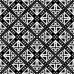 Vector geometric ornament in ethnic style. Seamless pattern with  abstract shapes,Black and white color. Repeating pattern for decor, textile and fabric.