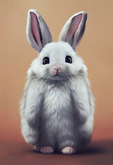 Cute furry bunny with long ears 
