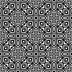 Vector geometric ornament in ethnic style. Seamless pattern with  abstract shapes,Black and white color. Repeating pattern for decor, textile and fabric.