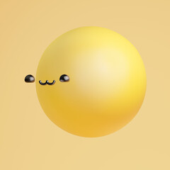 Joy emoticon in portrait angle view. Funny cute cat face with semisphere eyes