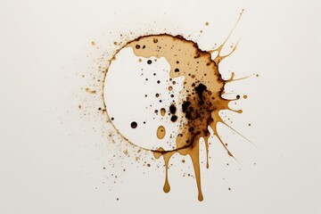 Fototapeta na wymiar Coffee stains isolated on a white backdrop. Generative AI