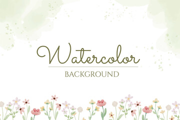 watercolor tiny wild flower botanical banner background