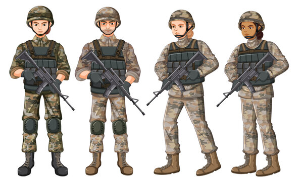 Soldier cartoon character isolated