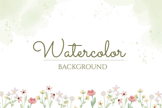 watercolor tiny wild flower botanical banner background