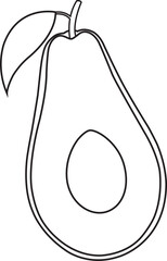 vector illustration of food avocado half, healthy food, healthy breakfast, illustration for a culinary blog, doodle and sketch stile