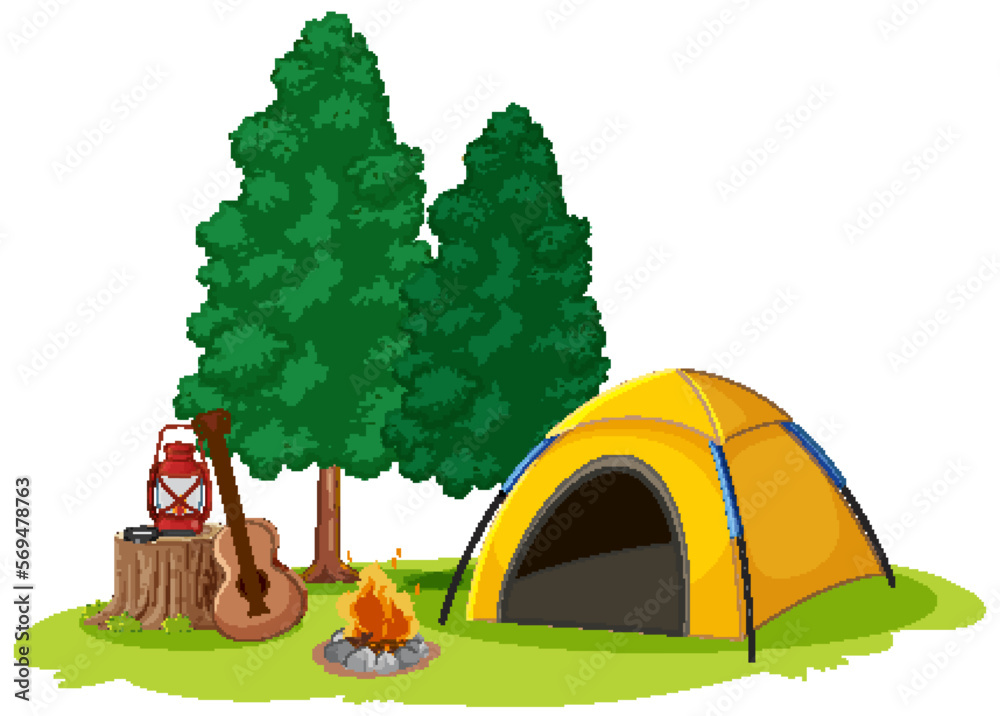 Wall mural Isolated camping tent in nature