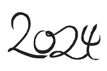 Chinese New Year 2024, the year of the Dragon, red and gold line art characters, simple hand-drawn Asian elements with craft (Chinese translation: Happy Chinese New Year 2024, year of the Dragon).