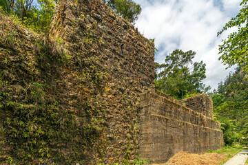 Ruins of industrial heritage related to the gold rush at Karangahake Gorge in New Zealand