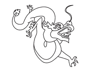 Chinese New Year 2024, the year of the Dragon, red and gold line art characters, simple hand-drawn Asian elements with craft (Chinese translation: Happy Chinese New Year 2024, year of the Dragon).