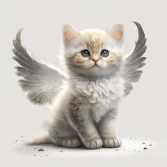 Obraz premium Cute Little Kitty with Wings. Cat with wings