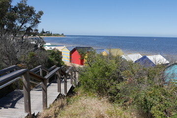 Weg über Treppen zum Strand in St. Kilda von Melbourne