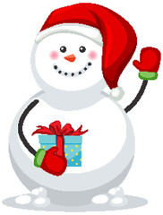 Cute snowman wearing red hat