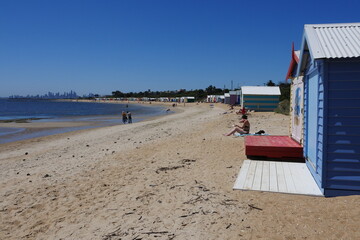 Badehäuschen Strand St Kilda in Melbourne