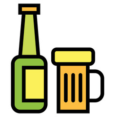 Beer filled outline icon style