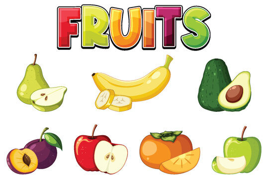 Set of fruits cartoon