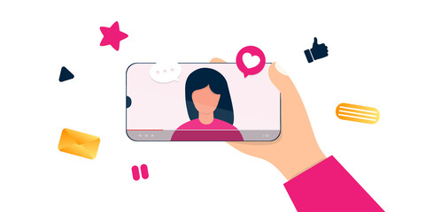 Video blogger take a video by phone illustration