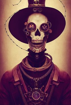 The Fanciful Flyboy of the Flying Machines - Steampunk Character. Generative AI