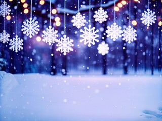 Winter background with snowflakes and bokeh. Perfect for cards, posters and more.