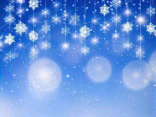 Fototapeta na wymiar Winter background with snowflakes and bokeh. Perfect for cards, posters and more.