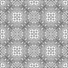 Stylish texture with figures from lines.
Abstract geometric black and white pattern for web page, textures, card, poster, fabric, textile. Monochrome graphic repeating design. 