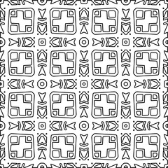 Stylish texture with figures from lines.
Abstract geometric black and white pattern for web page, textures, card, poster, fabric, textile. Monochrome graphic repeating design. 