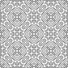 Stylish texture with figures from lines.
Abstract geometric black and white pattern for web page, textures, card, poster, fabric, textile. Monochrome graphic repeating design. 