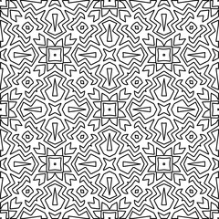 Stylish texture with figures from lines.
Abstract geometric black and white pattern for web page, textures, card, poster, fabric, textile. Monochrome graphic repeating design. 