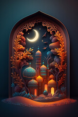 Elegant Ramadan Background in Dark Theme With Generative AI