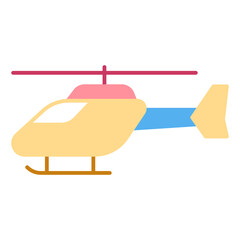 Light-engine pleasure helicopter on skis - icon, illustration on white background, flat color style