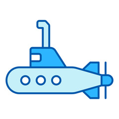 Submarine with periscope - icon, illustration on white background, similar style