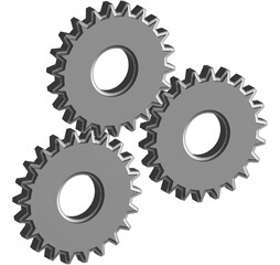 3D metal Gears. 3D illustration. Business development, teamwork concept. Mechanism wheels logo. Cogwheel concept template. Solving problems, settings, process, progress business icon. UI symbol. 