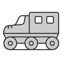 All-terrain vehicle on caterpillar tracks - icon, illustration on white background, grey style