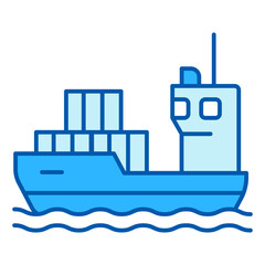Container ship at sea - icon, illustration on white background, similar style