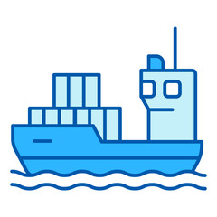 Container ship at sea - icon, illustration on white background, similar style