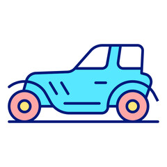 Retro sports car - icon, illustration on white background, color style