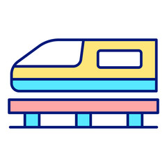 High-speed magnetic levitation train - icon, illustration on white background, color style