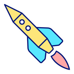 Passenger rocket in flight - icon, illustration on white background, color style
