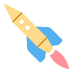 Passenger rocket in flight - icon, illustration on white background, flat color style