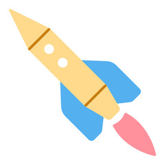 Passenger rocket in flight - icon, illustration on white background, flat color style