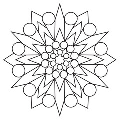 Easy mandala design for coloring.  floral Simple mandala. Geometric ornamental mandalas 